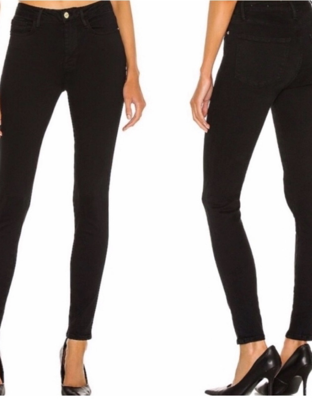 Frame Denim Black High-Rise Skinny Jeans